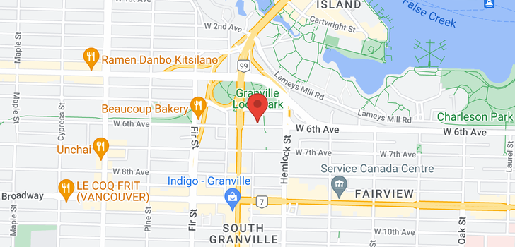 map of 411 1485 W 6TH AVENUE